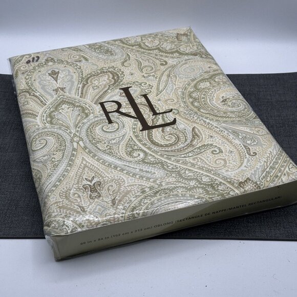 Lauren Ralph Lauren Paisley Tablecloth - Green and Cream - Picture 4 of 12